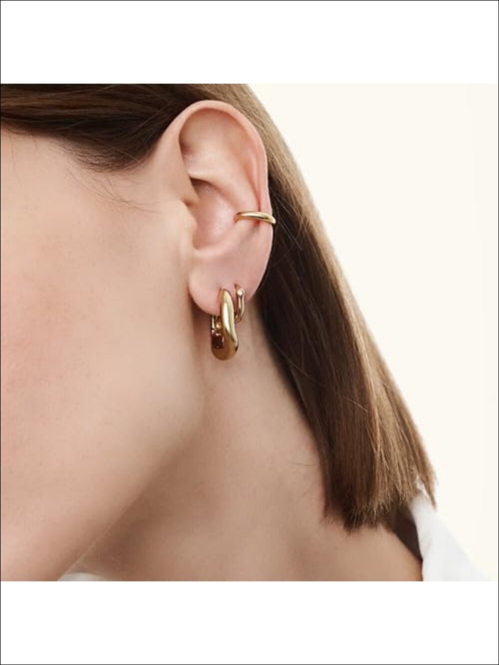 Stainless Steel Waterproof Hoop Earrings Lightweight Everyday Jewelry - Picture 4 of 4